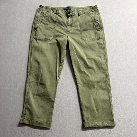 Banana Republic Utility Pants Womens Size 12 Green Ankle Cropped Utility Patch