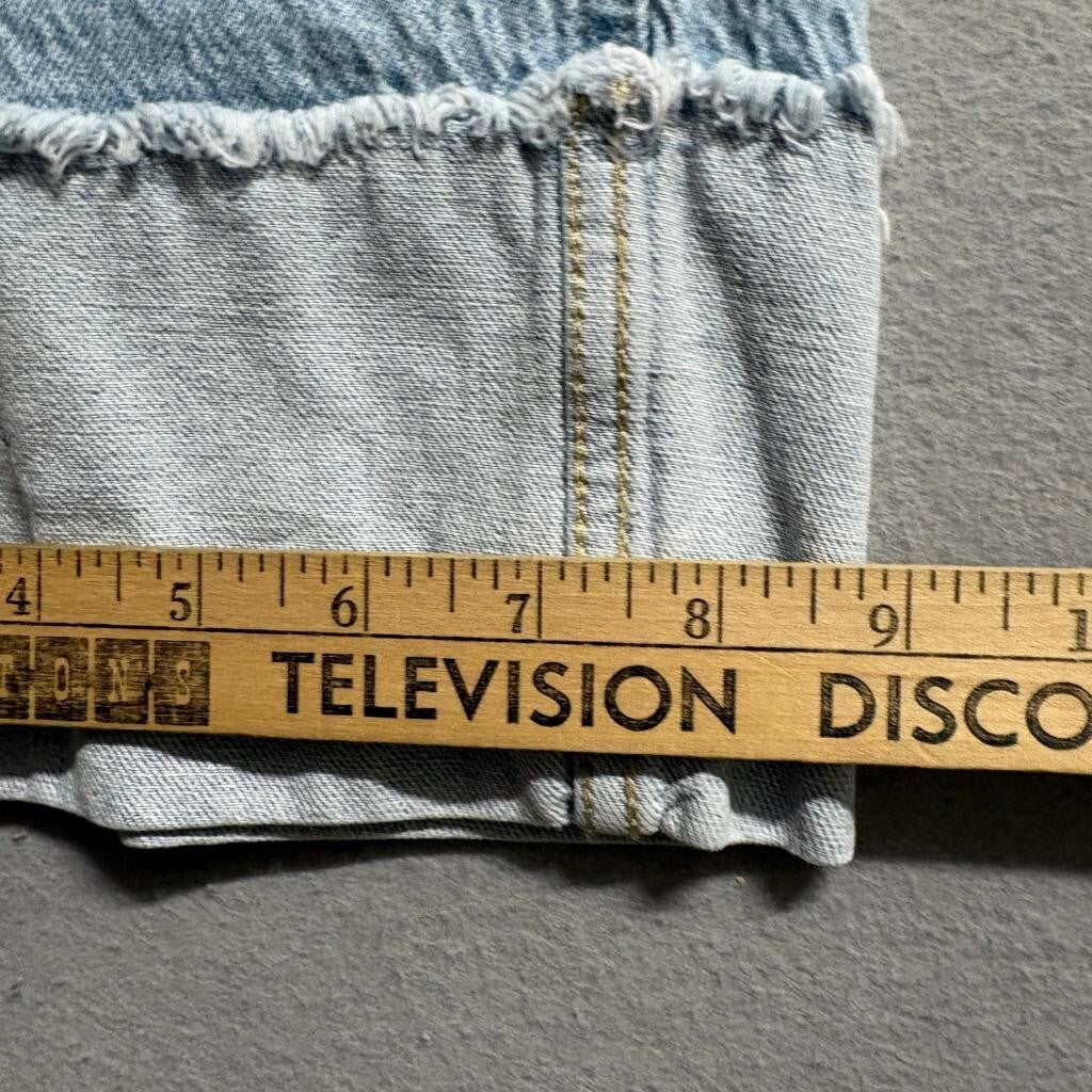 Weekend Academy Wide Leg Jeans Womens Size 16 Light Wash Raw Hem Cuffed Denim
