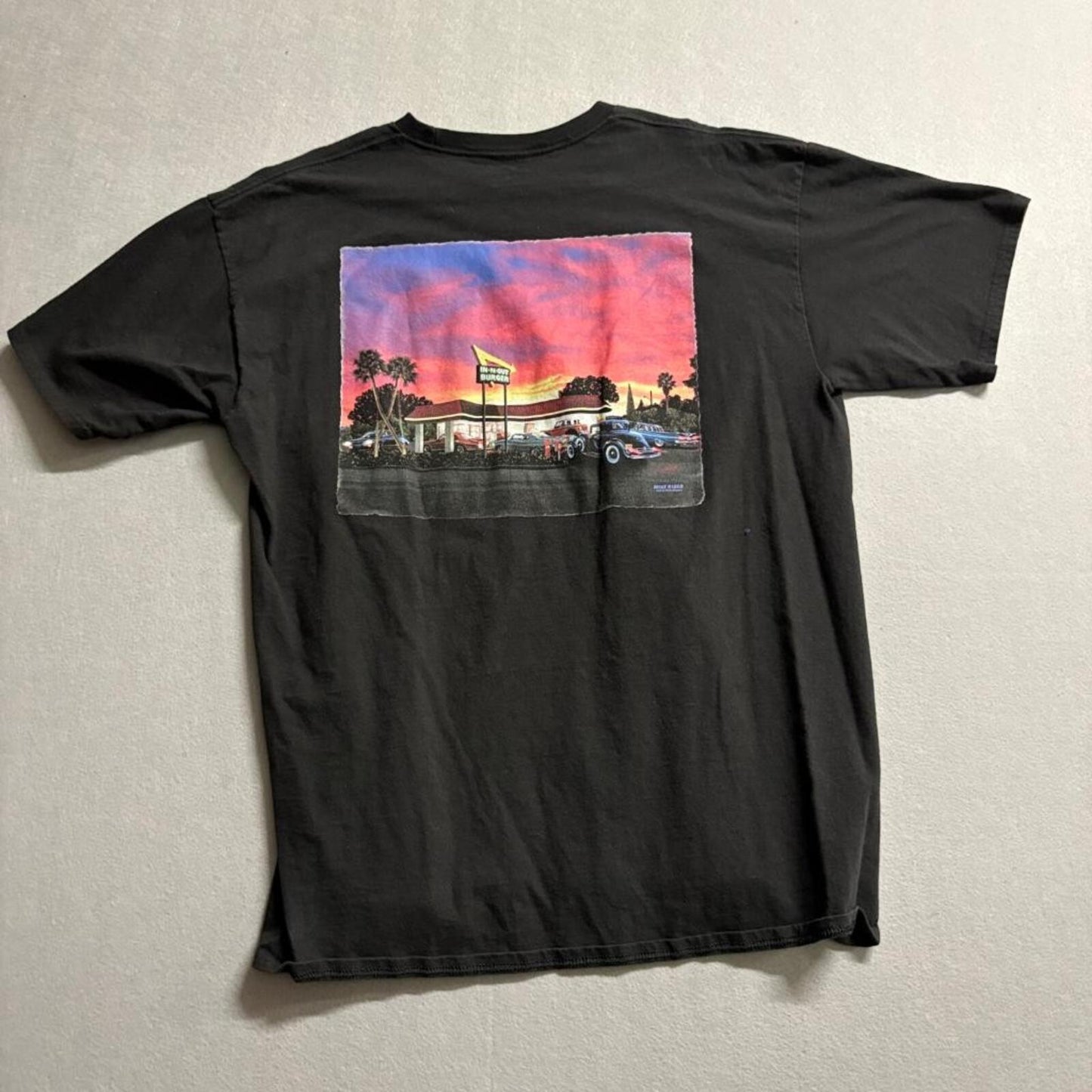 In-N-Out Burger California Graphic T-Shirt Mens XL Black Sunset Hot Rod Car Tee