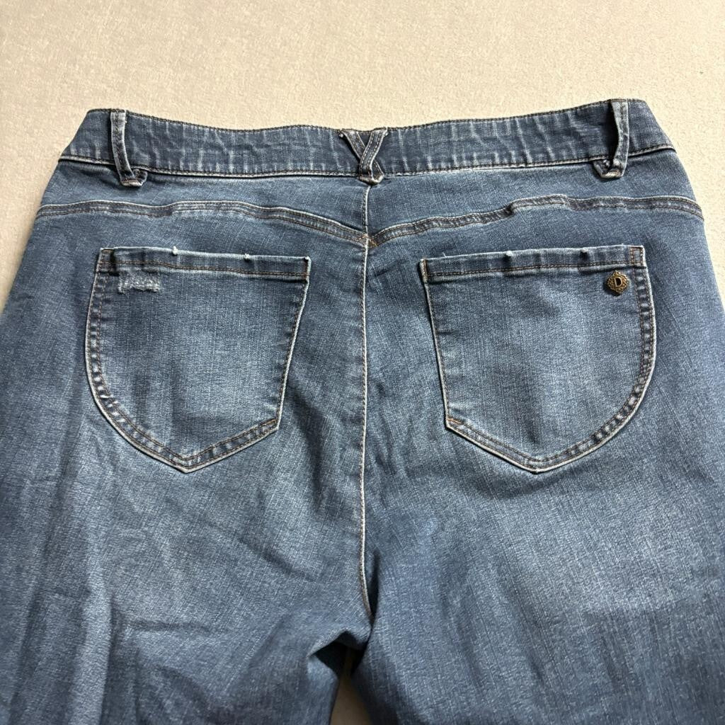 Democracy Ab Technology Crop Jeans Womens 16W Blue Distressed Frayed Cuff Denim