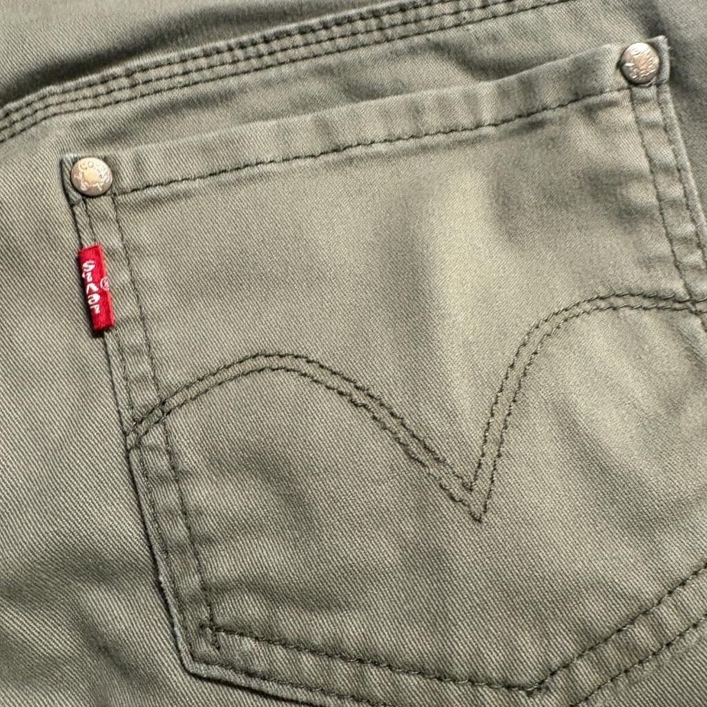 Levis Superlow Cargo Pants Womens 7M JR Green Low Rise Flare Utility Y2K