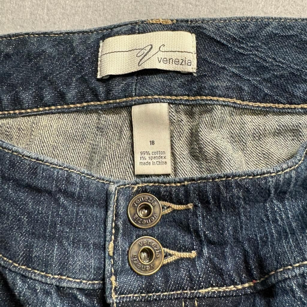 Venezia Denim Bermuda Shorts Womens Plus Size 18 Blue Stretch Cotton Jean Shorts