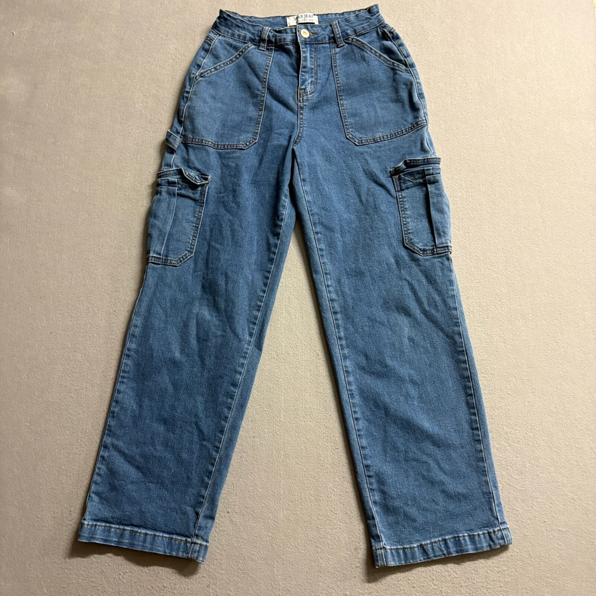 Wax Jean Collection Cargo Jeans Womens 1/25 Blue Denim Utility Carpenter Pants
