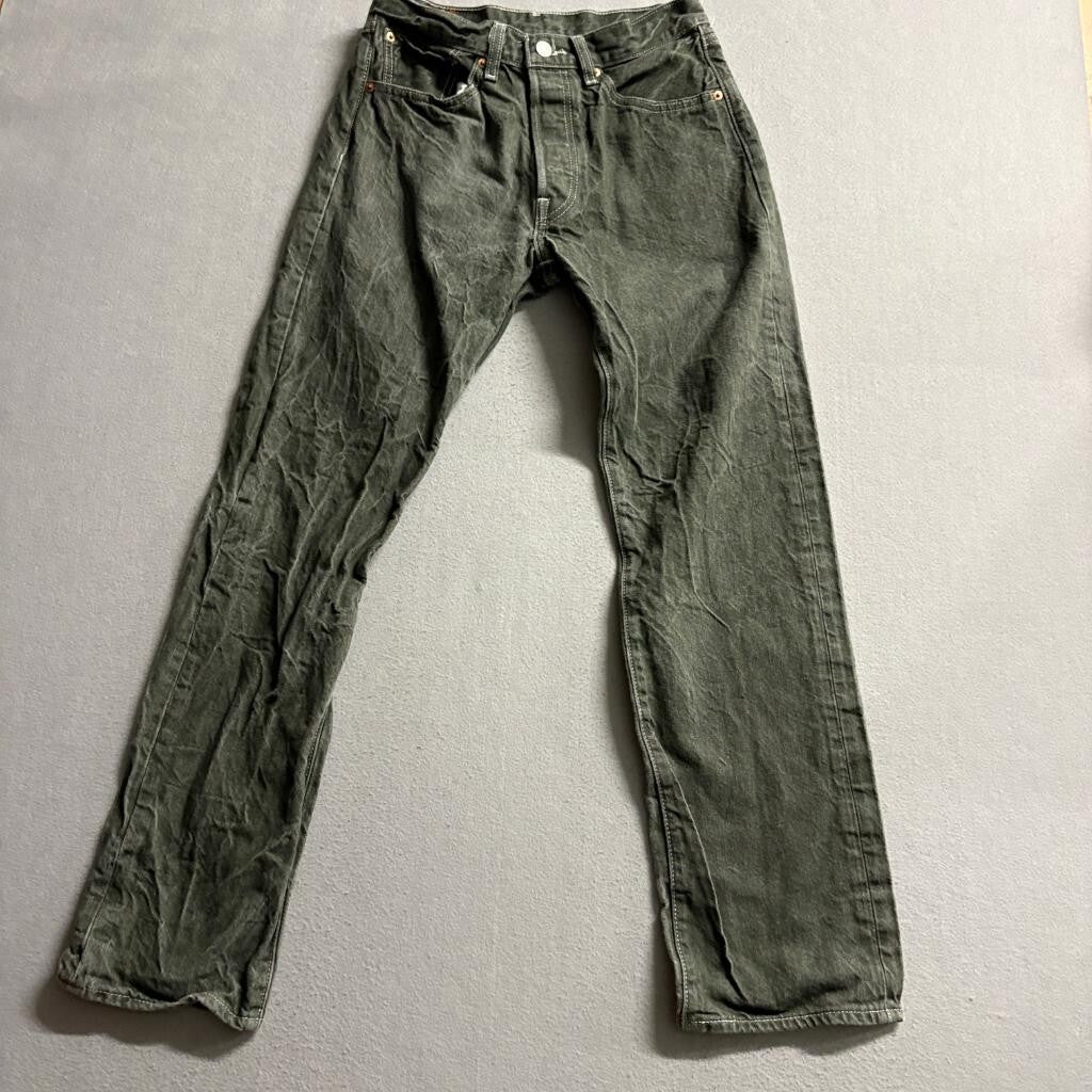Levis 501 Original Fit Jeans Mens 32x34 Gray Black Denim Button Fly Straight Leg