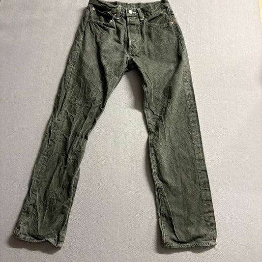 Levis 501 Original Fit Jeans Mens 32x34 Gray Black Denim Button Fly Straight Leg