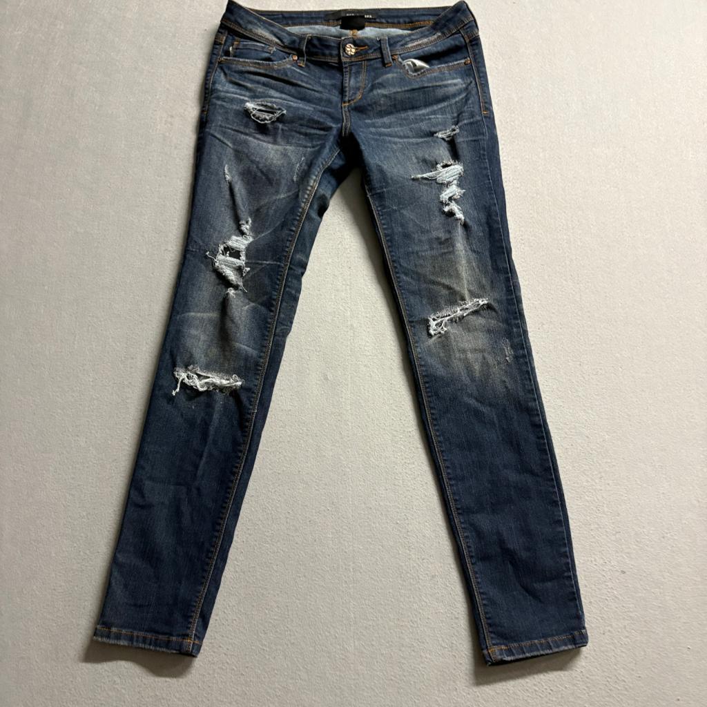 Sneak Peek Distressed Skinny Jeans Womens Size 9 Blue Denim Ripped Low Rise