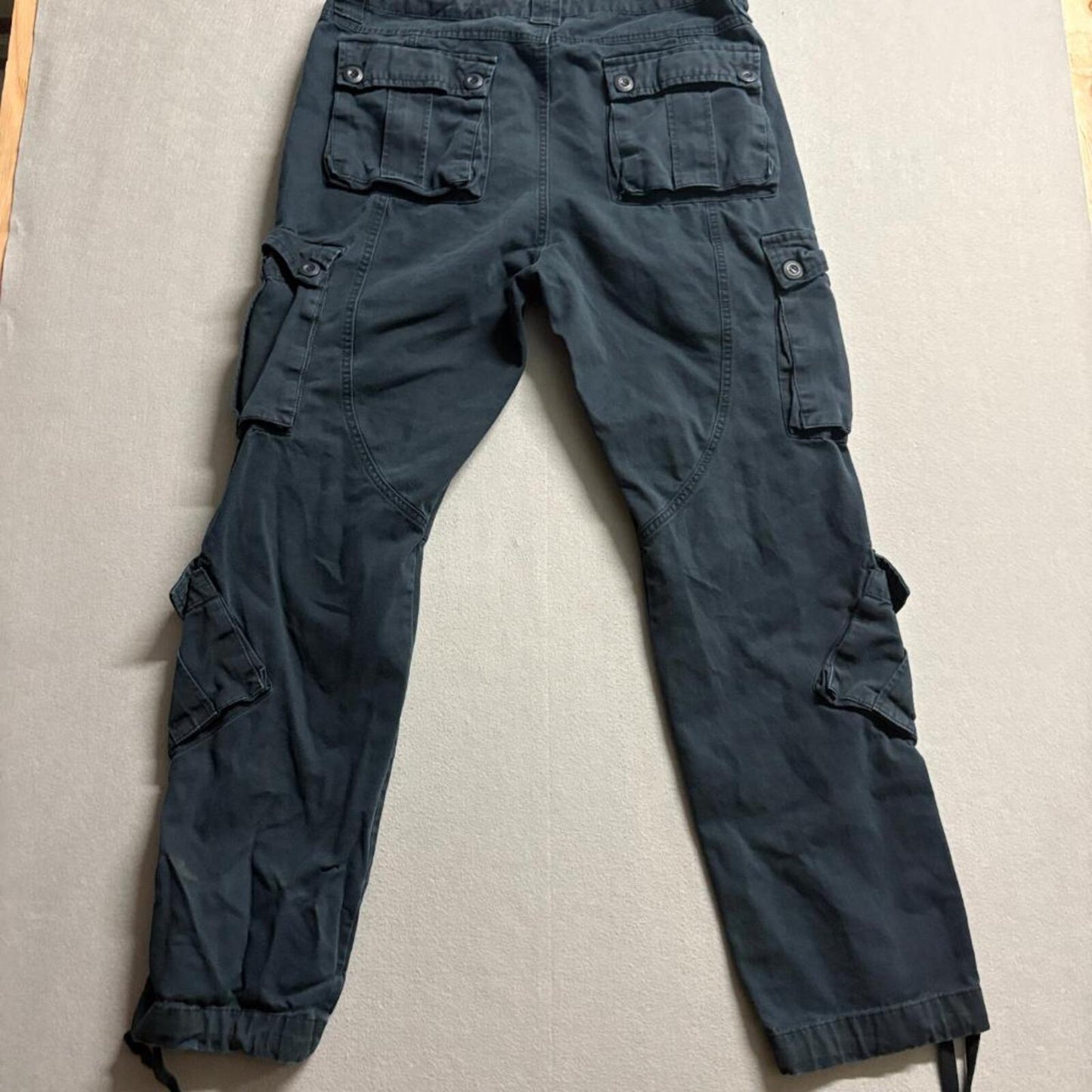 Matchstick Cargo Pants Mens 38 Black Cotton Multi Pocket Tactical Utility