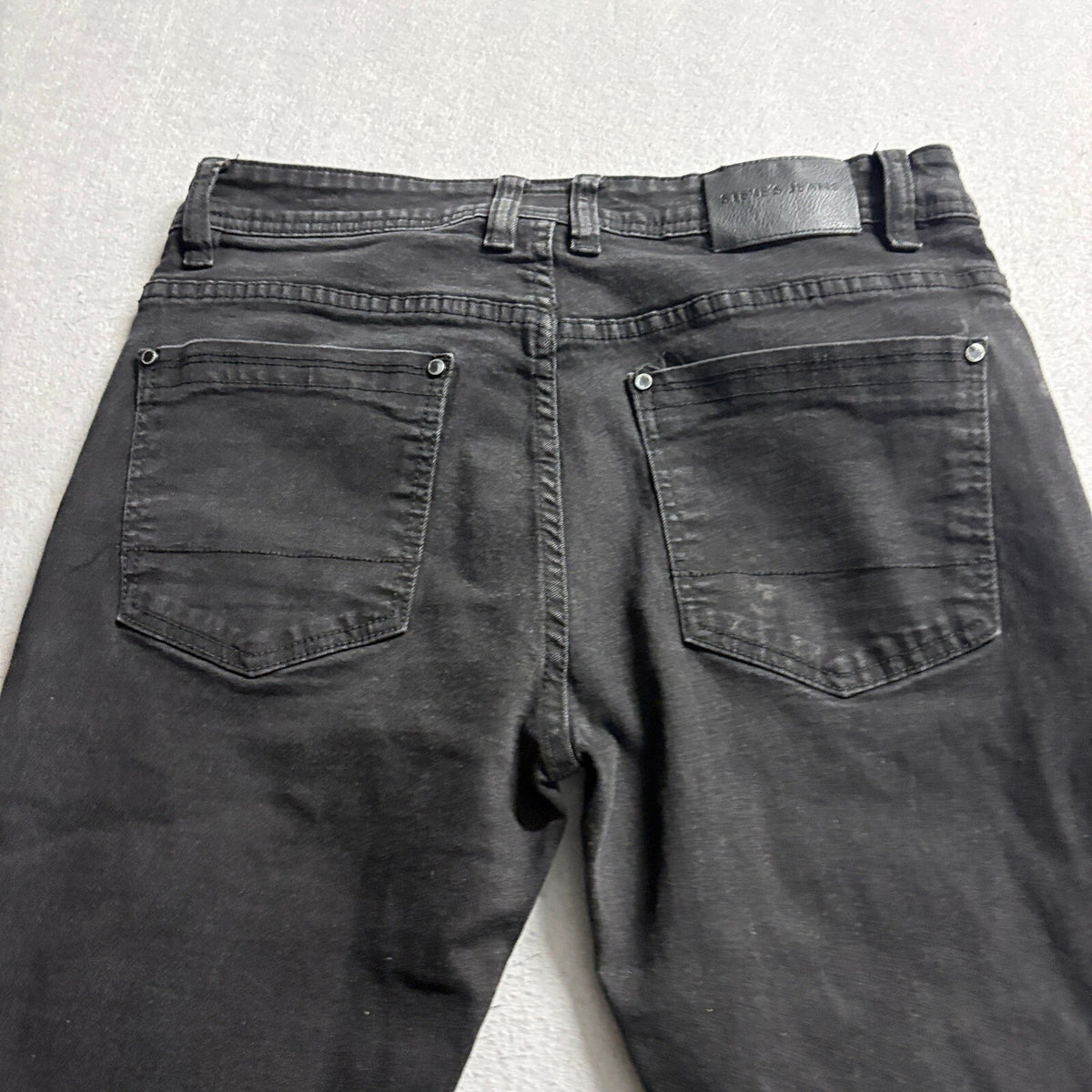 Steve's Jeans Mens 31x32 Black Slim Stretch Denim Pants Zipper Pocket Casual