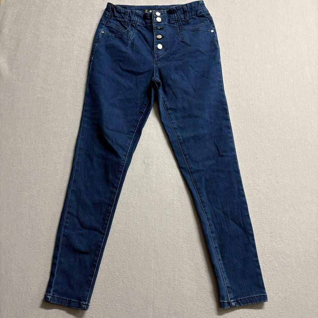 Dollhouse Skinny Jeans Womens 11/12 Dark Wash High Rise Button Fly Stretch Denim
