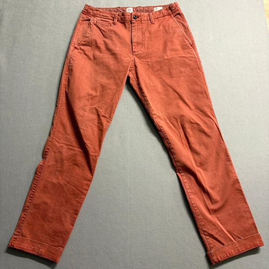 Gap For Good Mens Slim Chino Pants 32x32 Burnt Orange Stretch Cotton Twill