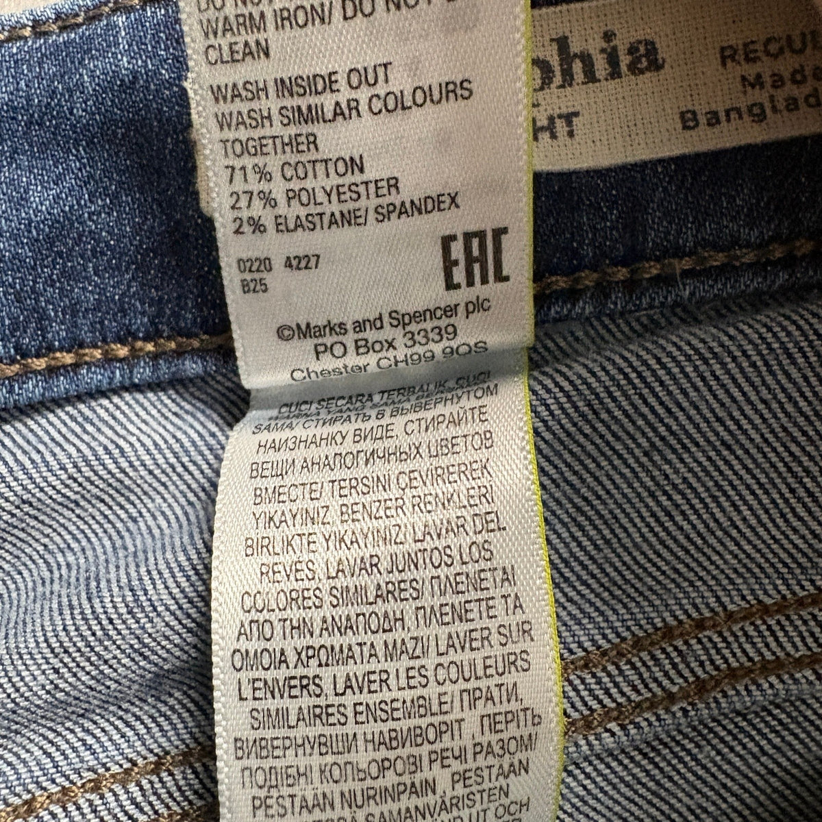 M&S Marks & Spencer The Sophia Straight Jeans Womens US 4 Blue Denim Stretch