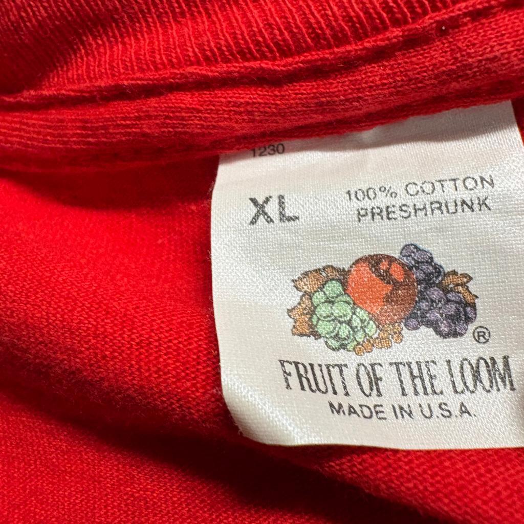 Vintage Fruit of the Loom Pocket T-Shirt Mens XL Red Single Stitch Made in USA