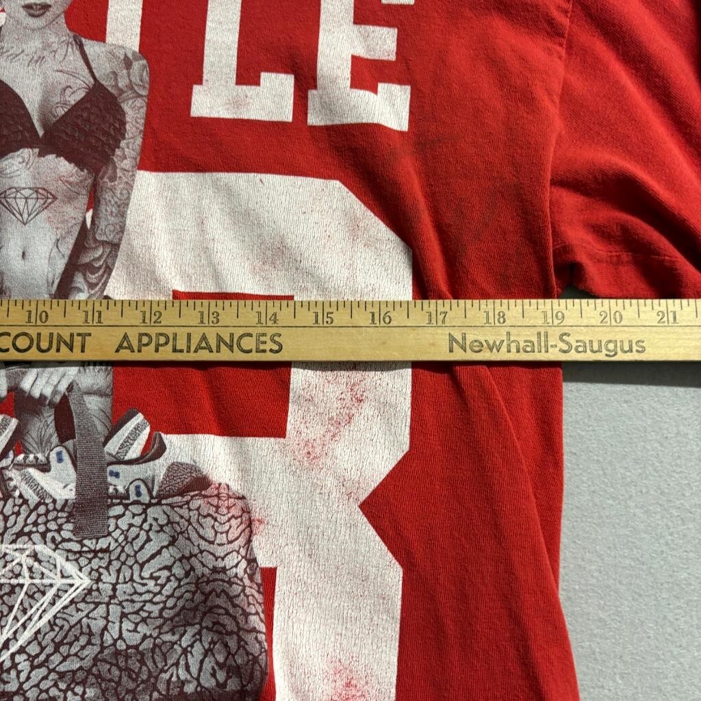 Hustle 23 Marilyn Monroe Tattoo Long Sleeve Shirt Mens Large Red Graphic Tee