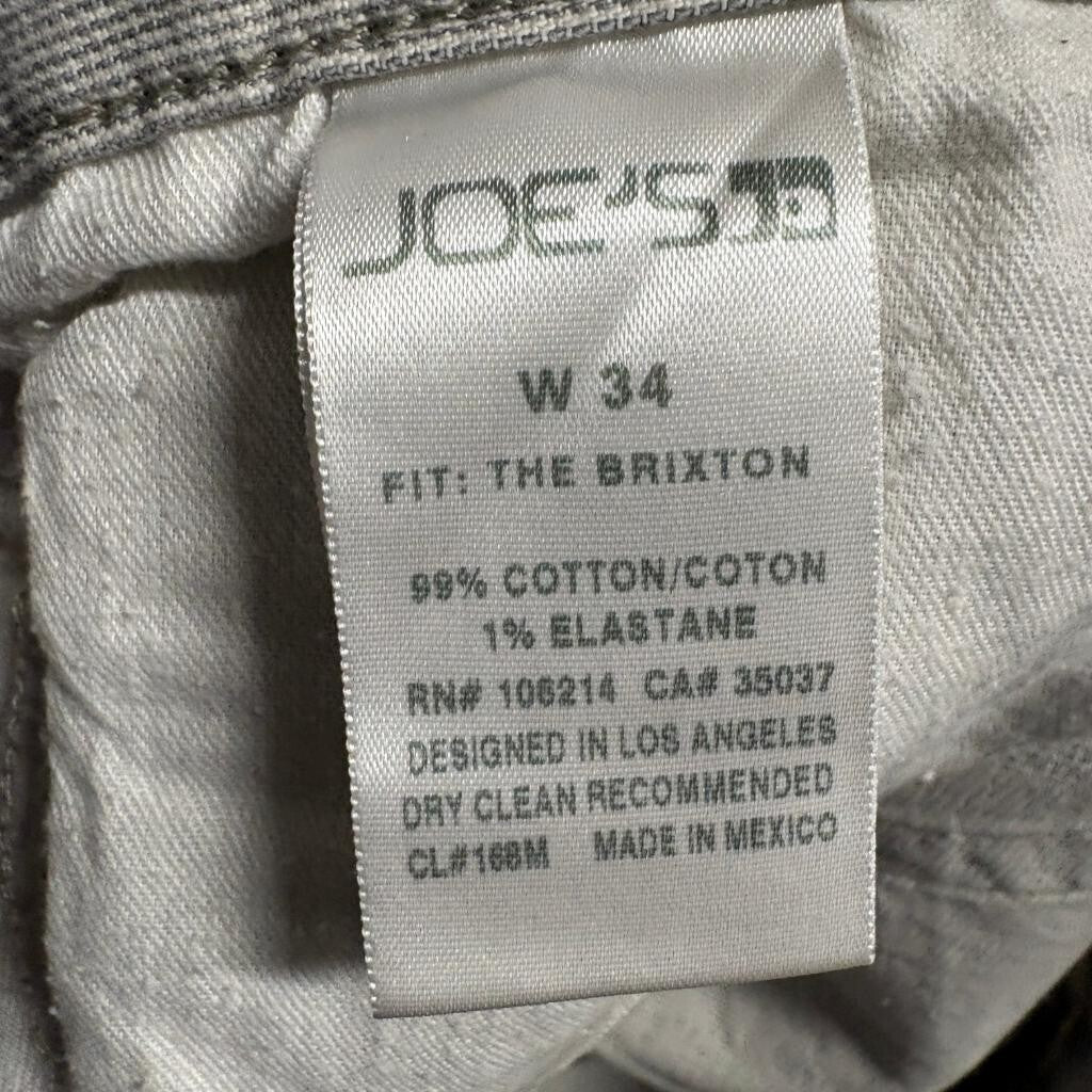 Joe's Jeans The Brixton Slim Straight Jeans Mens 34 Gray Cotton Stretch Denim