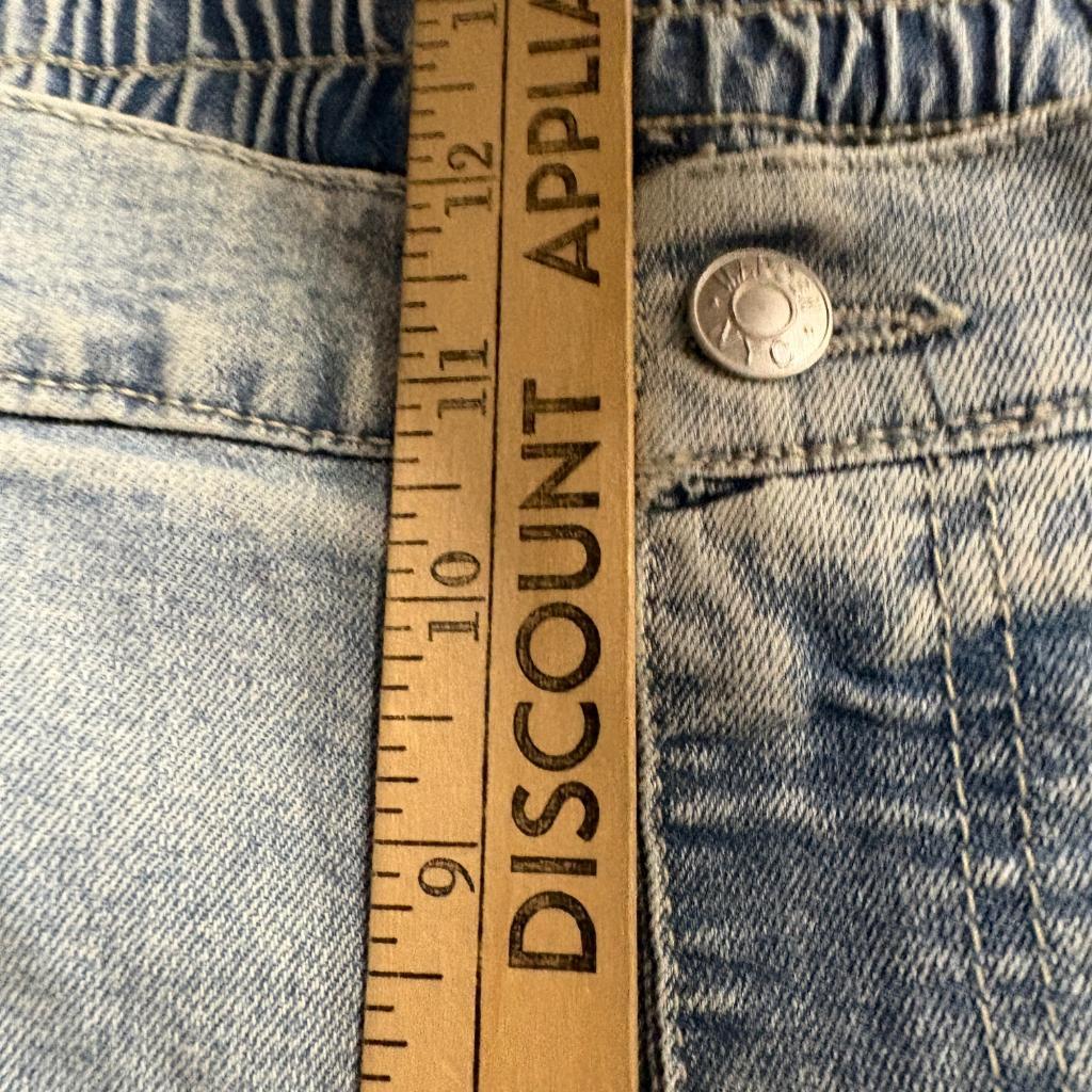 Madden NYC Womens Wide Leg Cargo Jeans Light Wash Rhinestone Accent Size 1X