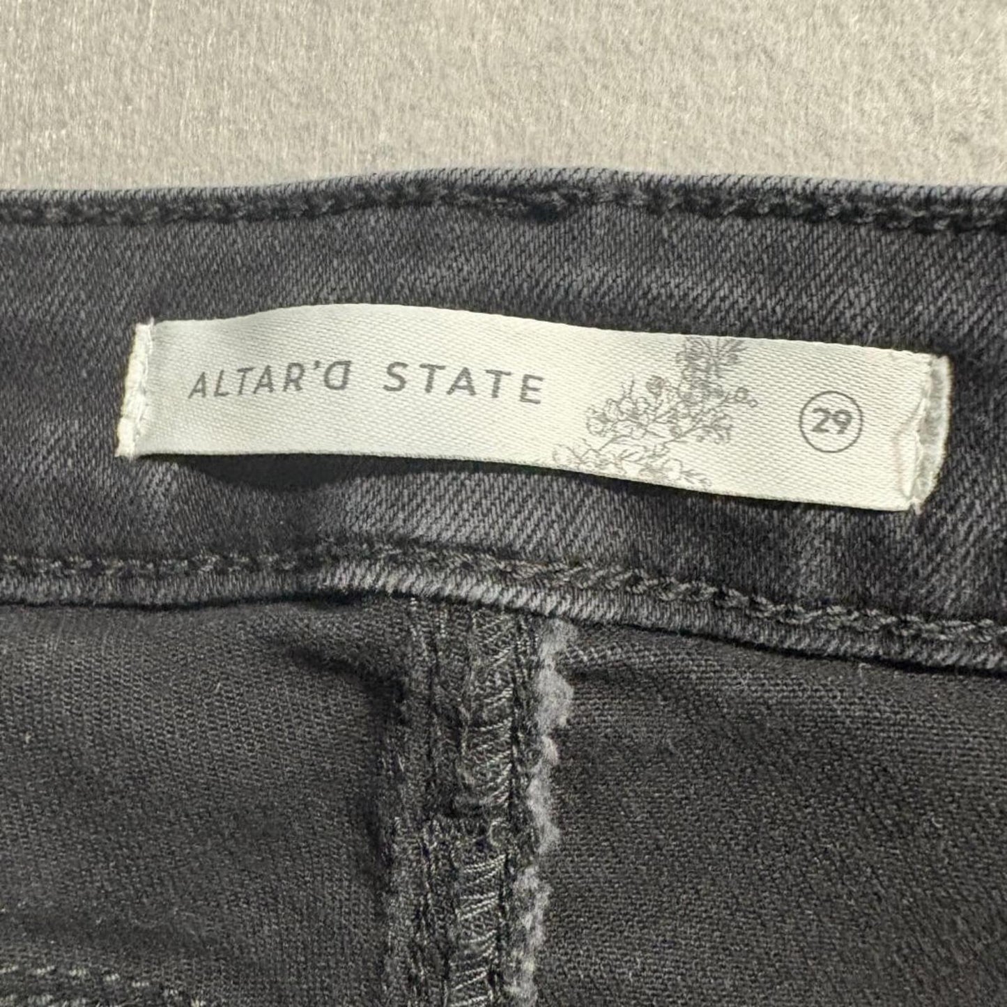 Altar'd State Cargo Jeans Womens 29 Black High Rise Utility Straight Leg Denim