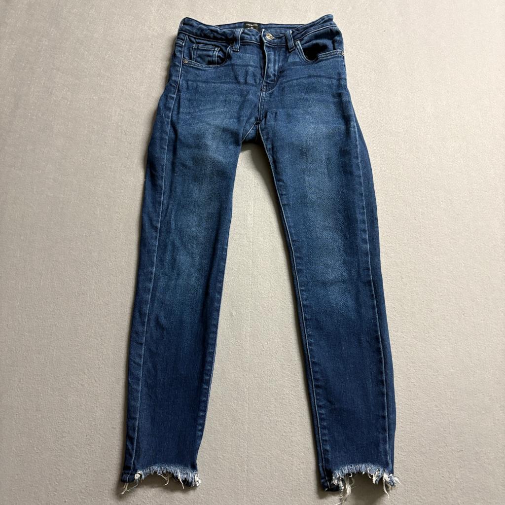 Just Black Denim Skinny Jeans Womens 24 Blue Frayed Raw Hem Made in USA Stretch