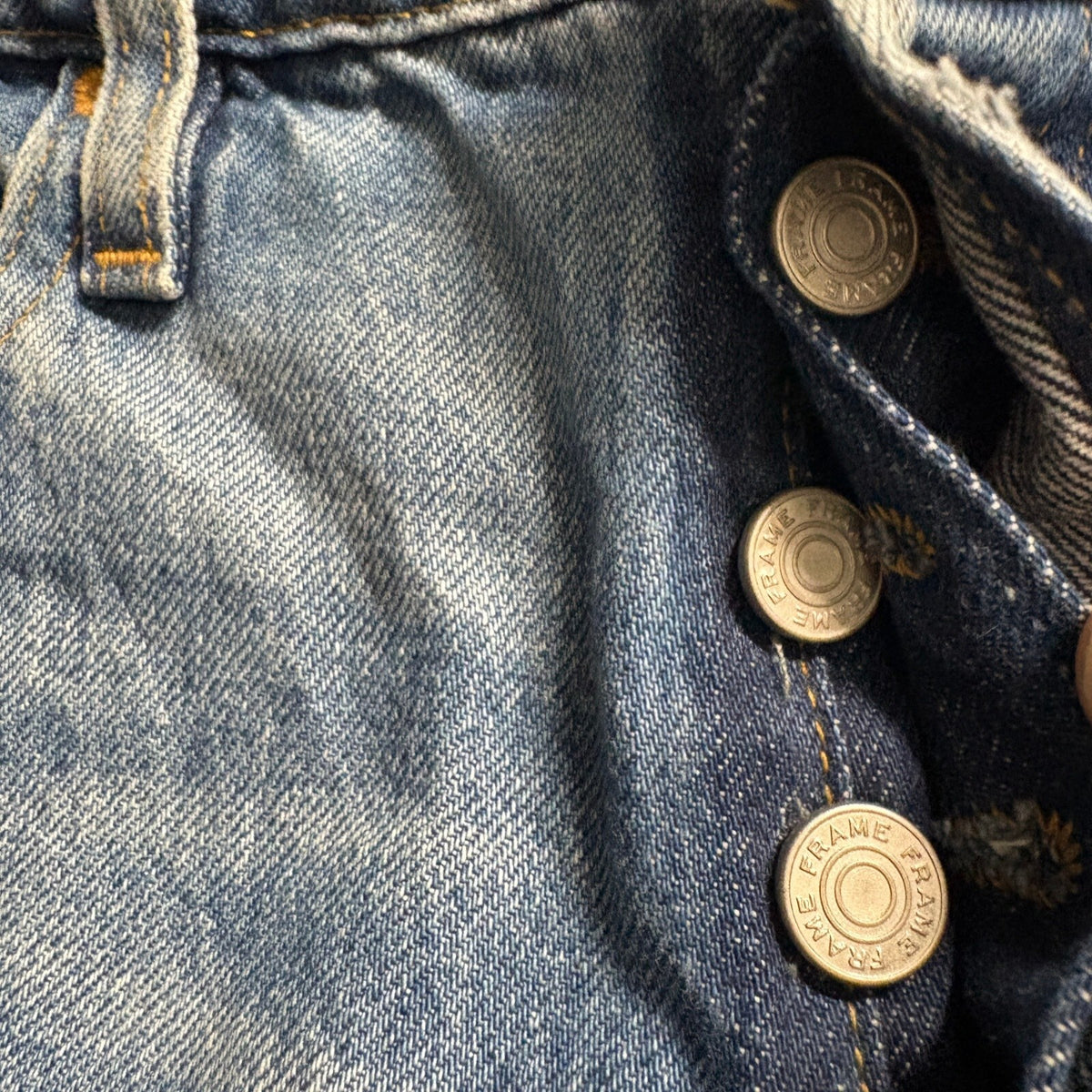 FRAME Le Slouch Denim Jeans Womens Size 24 Bluejay Rips Distressed Button Fly