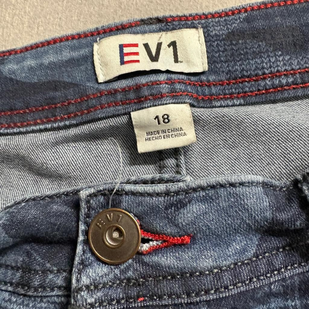 EV1 Ellen DeGeneres Womens Camo Jeans Size 18 Blue Camouflage Stretch Denim