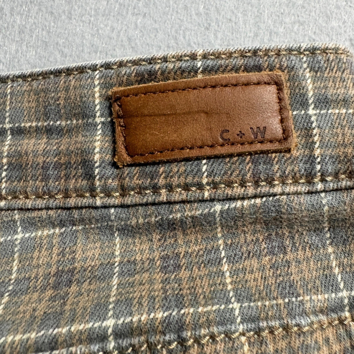 Cleo and Wolf Plaid Jeans Womens 33 Brown Ultra High Rise Kick Flare Stretch