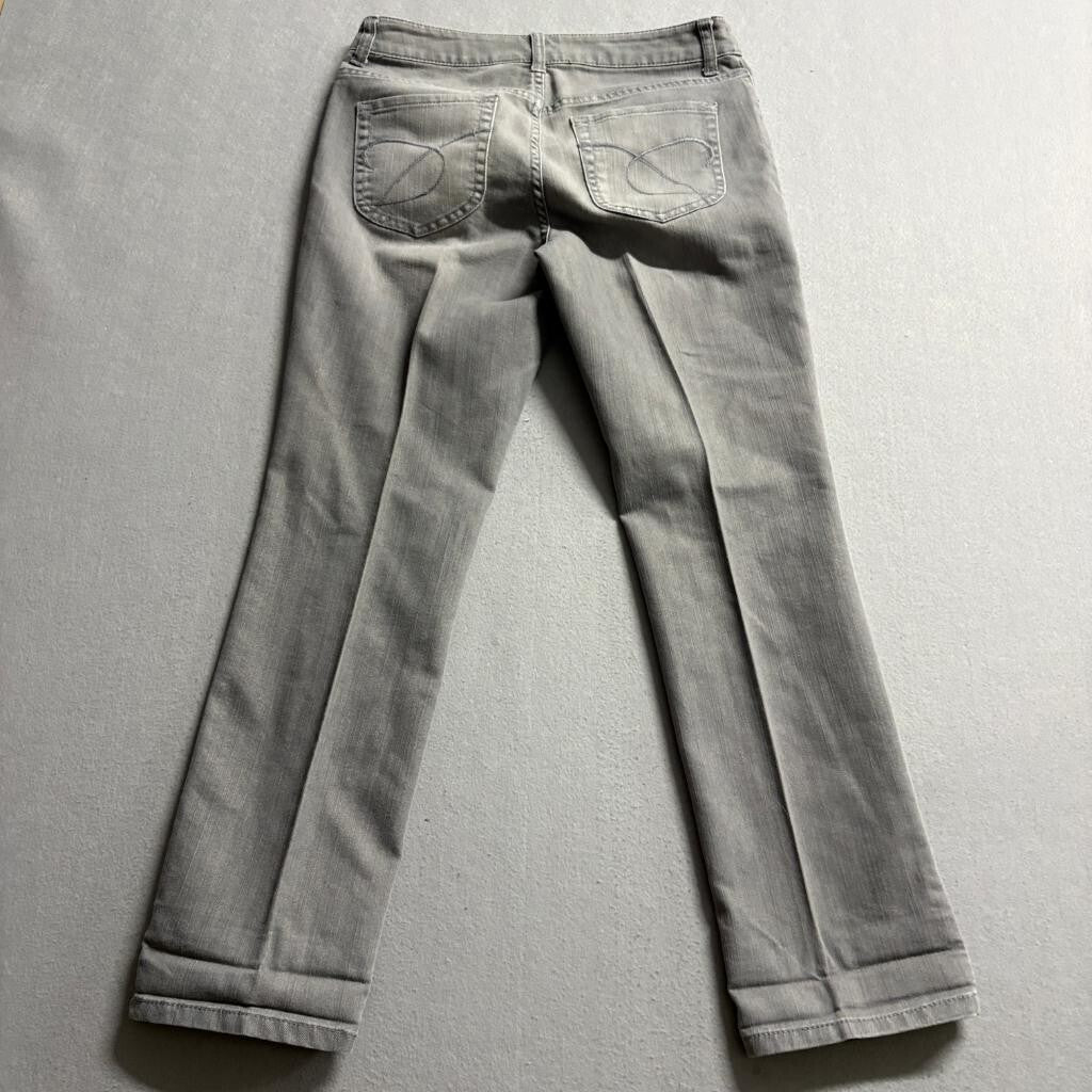 Chicos Platinum Denim Gray Straight Leg Jeans Womens Size 0.5 Medium Wash