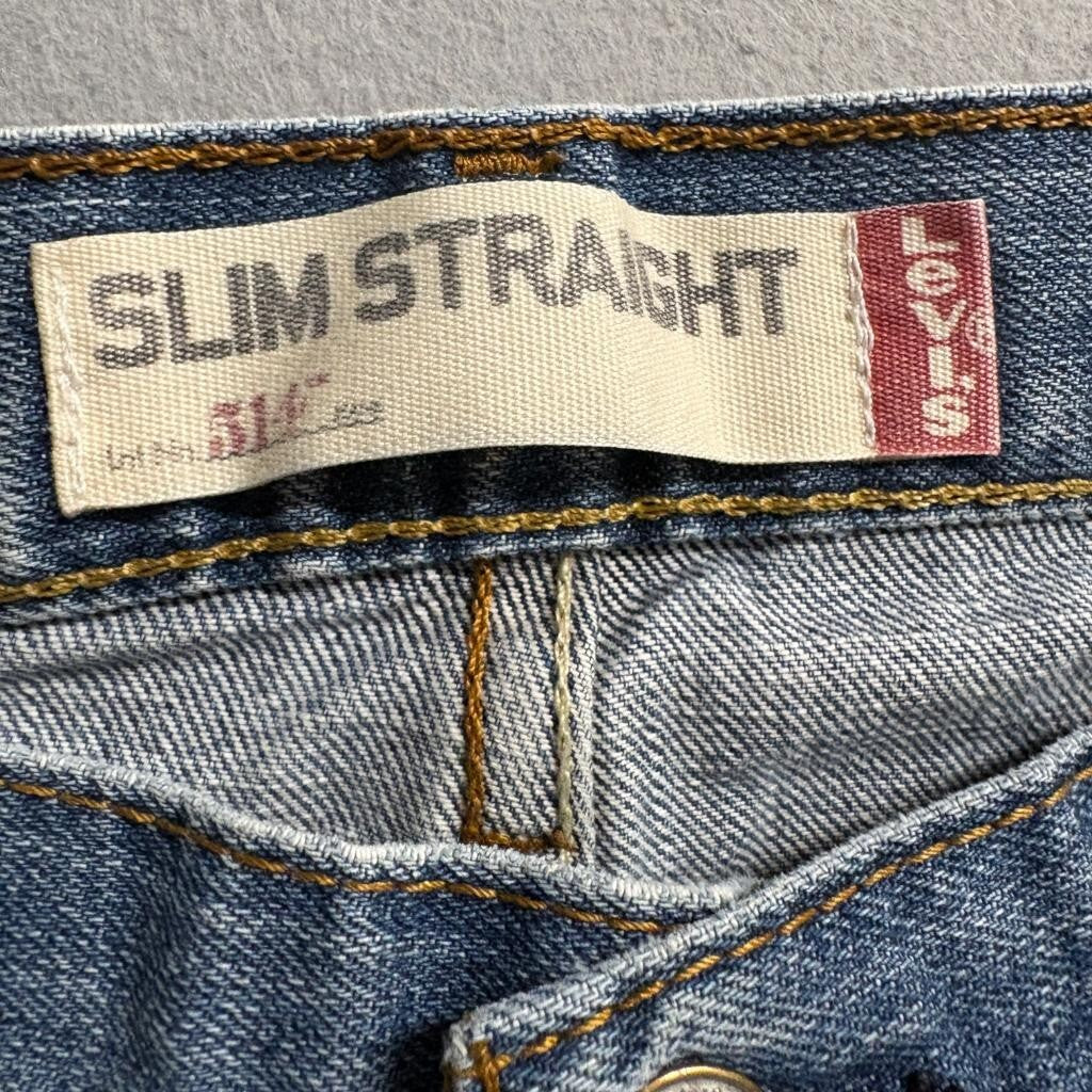 Levi's 514 Slim Straight Jeans Mens 36x30 Distressed Blue Denim 100% Cotton