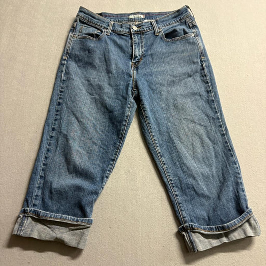 Levis 515 Womens Cuffed Capri Jeans Size 8 Medium Wash Denim Stretch Crop
