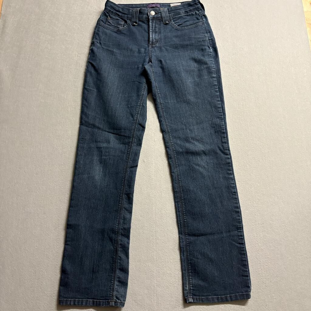 NYDJ Not Your Daughters Jeans Womens 4 Dark Wash Blue Straight Leg Denim Stretch