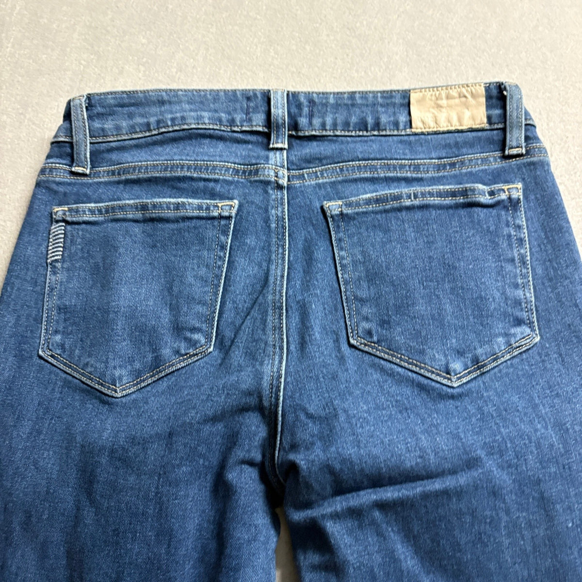 Paige Amber Slim Straight Jeans Womens 28 Blue Denim Raw Hem Stretch