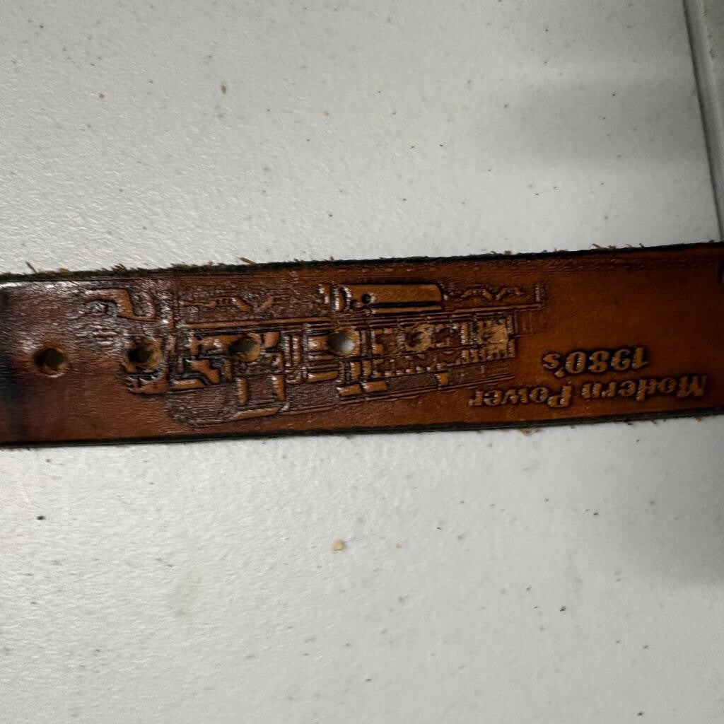 Vintage 1987 Pennsylvania Railroad Broadway Limited Belt Buckle with Leather