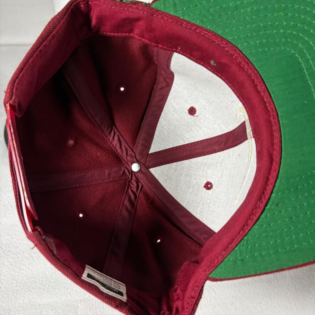 Vintage Nike Swoosh Snapback Hat Headmaster Maroon Green Under Brim Wool Blend