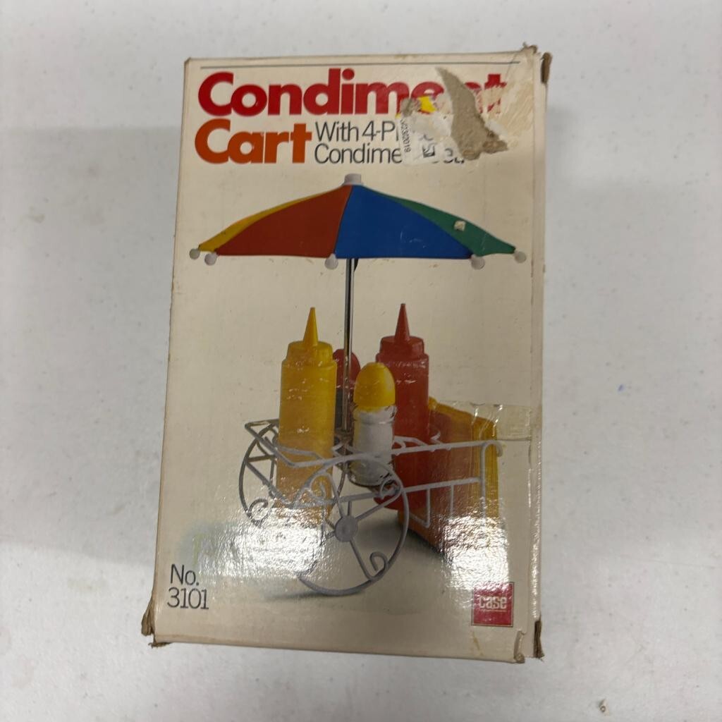 Vintage Case Condiment Cart 4 Piece Set Hot Dog Stand Picnic Table Server 3101