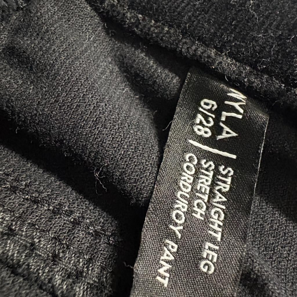 Buffalo David Bitton Nyla Corduroy Pants Womens 6/28 Black Straight Leg Stretch