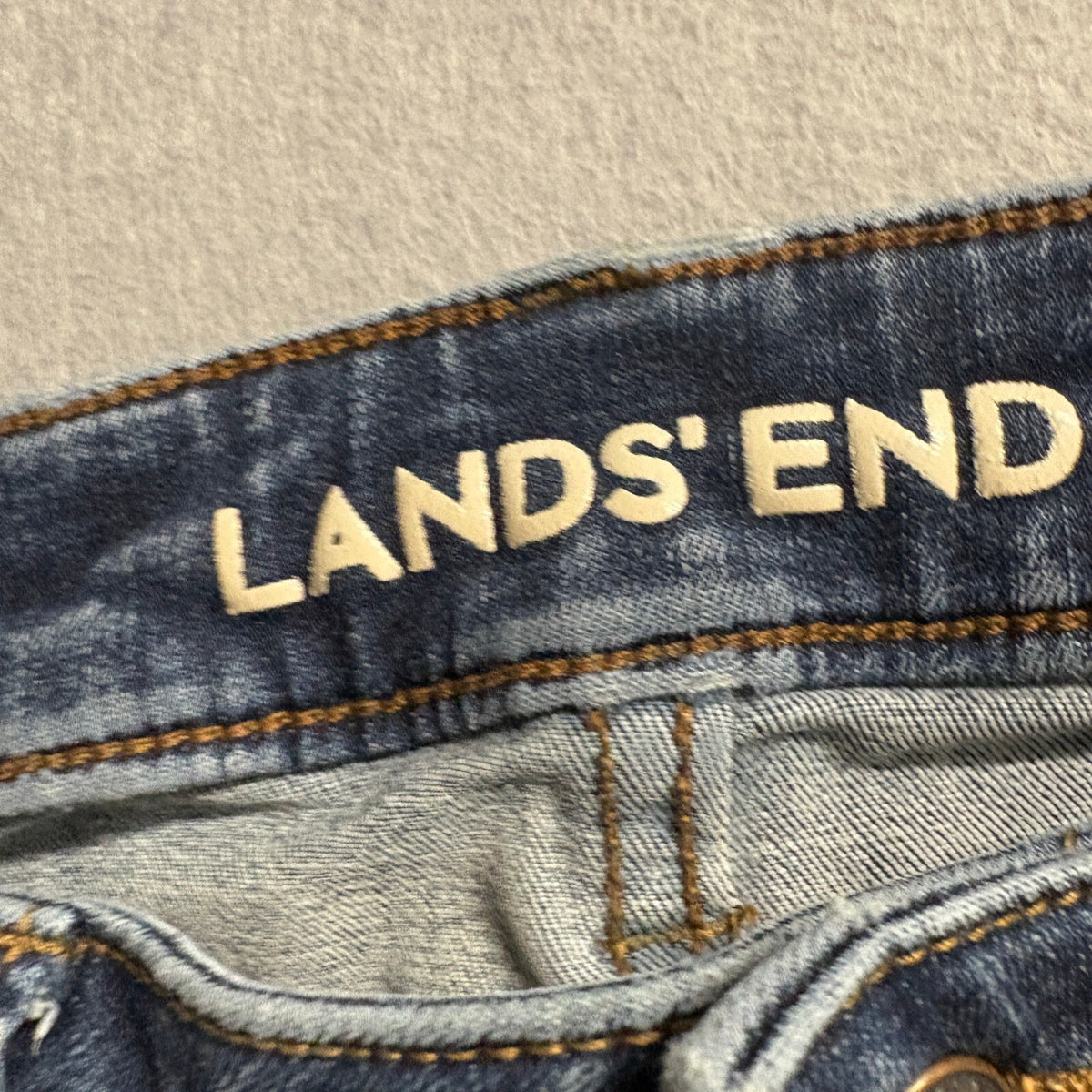 Lands End Mid Rise Curvy Bootcut Jeans Womens Size 10 Blue Denim Stretch
