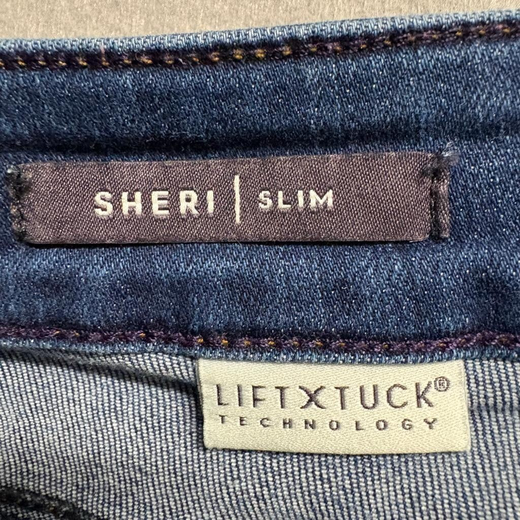 NYDJ Sheri Slim Jeans Womens 14 Blue Denim Lift Tuck Stretch Straight Leg