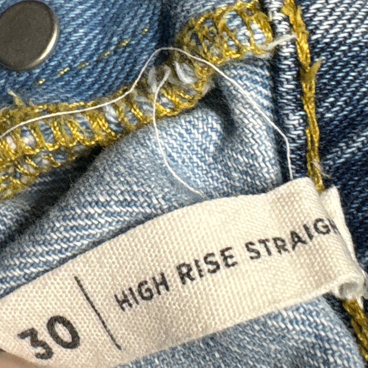 PacSun Two Tone High Rise Straight Jeans Womens Size 30 Raw Hem Blue Denim