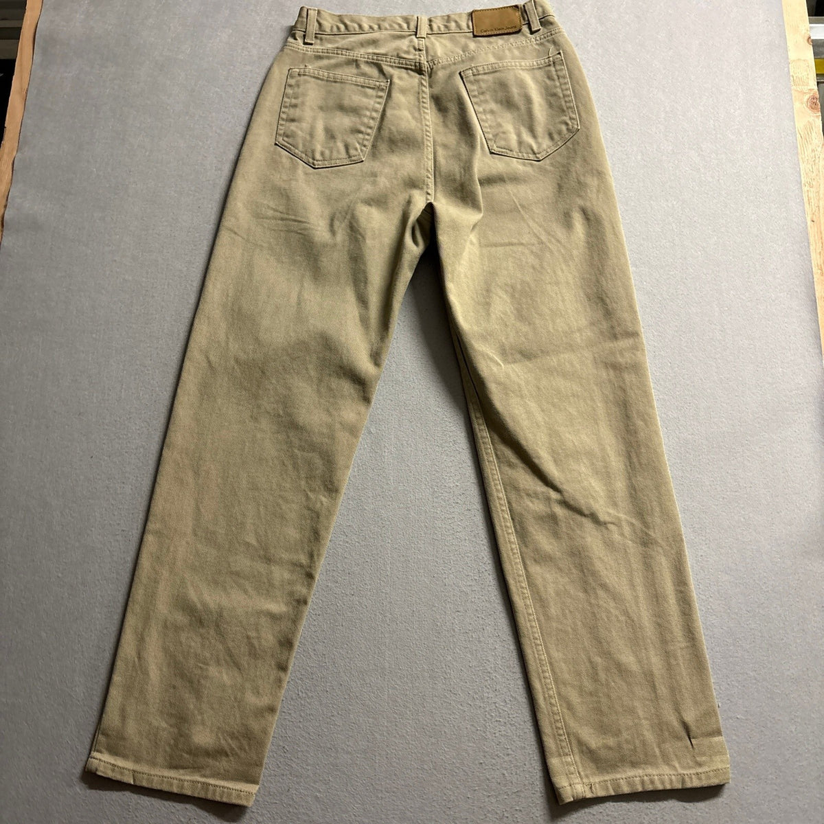 Calvin Klein Jeans Mens 33x32 Easy Fit Khaki Tan Denim Pants Cotton Vintage