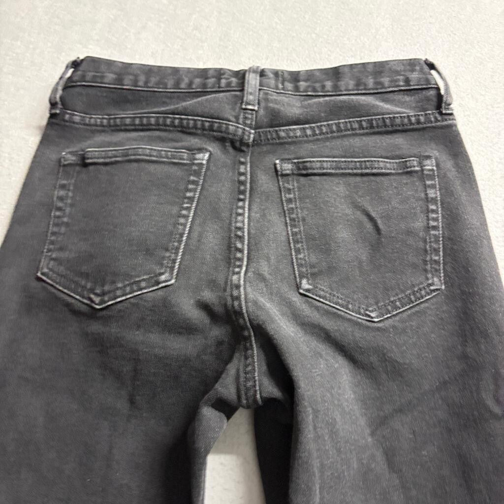 Everlane High Rise Skinny Jeans Womens 26 Black Denim Raw Hem Stretch