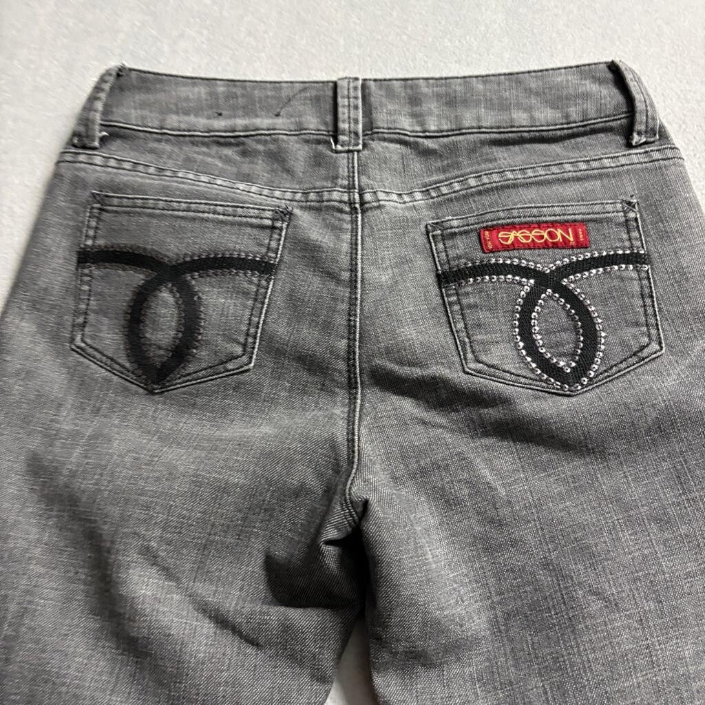 Sasson Skinny Leg Shuffle Jeans Womens Size 8 Gray Stretch Denim Sequin Pockets