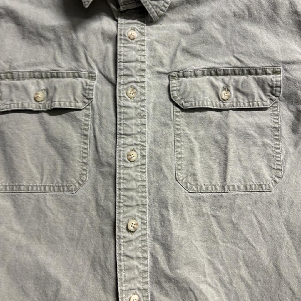 LL Bean Shirt Mens Large Green Cotton Twill Long Sleeve Button Down Workwear