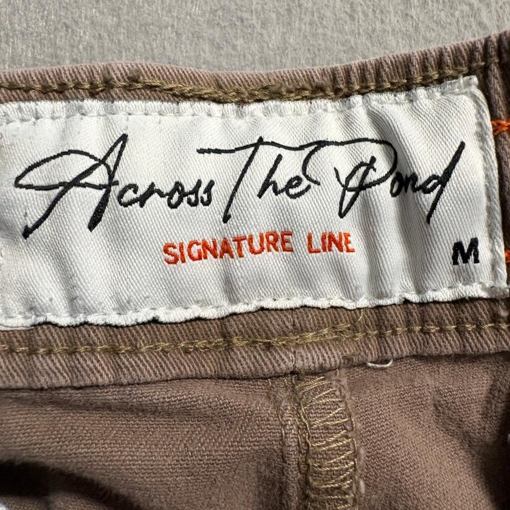 Across The Pond Signature Line Mens Medium Brown Cargo Jogger Pants Stretch