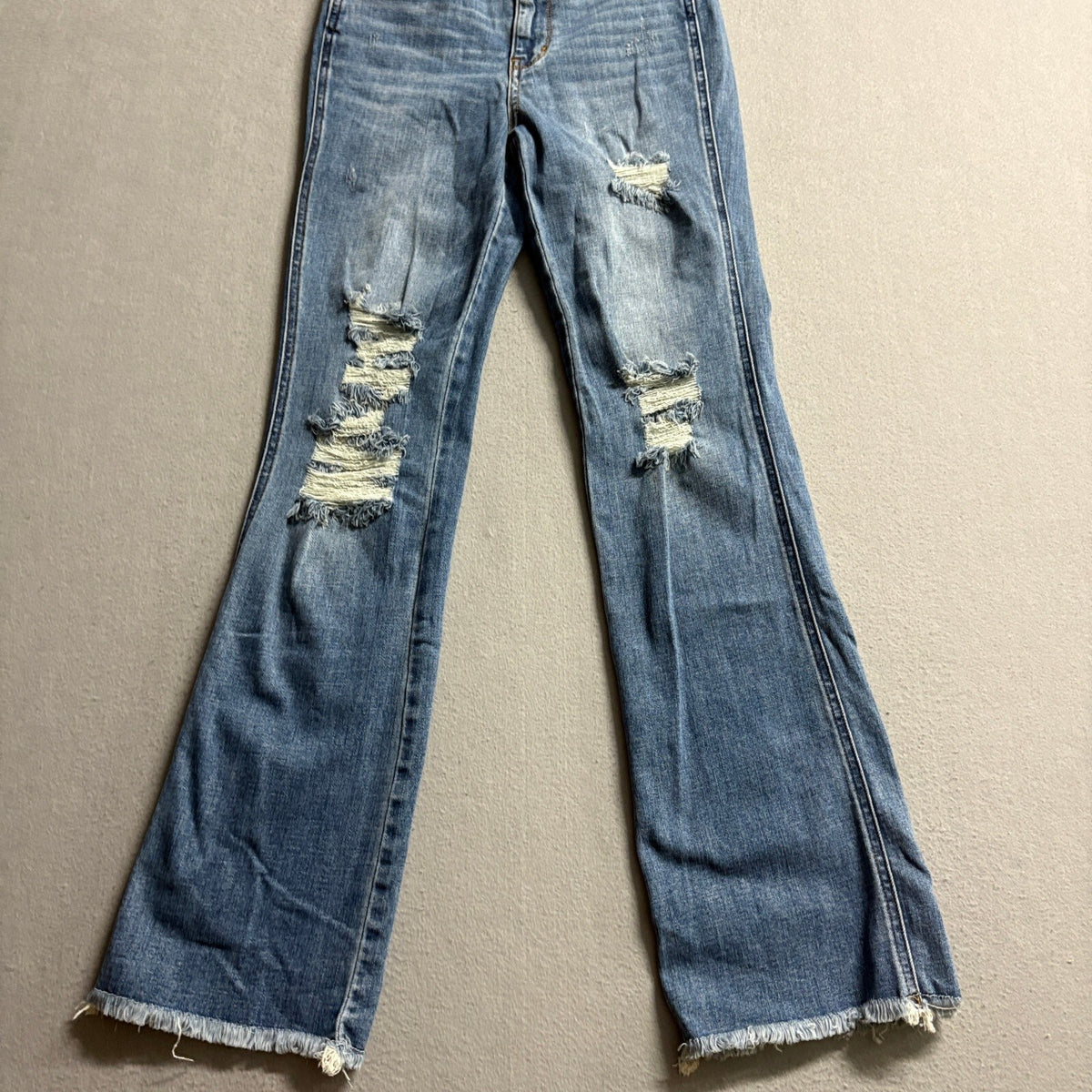 Judy Blue Boot Cut Jeans Womens Size 1/25 Distressed Raw Hem High Rise Stretch