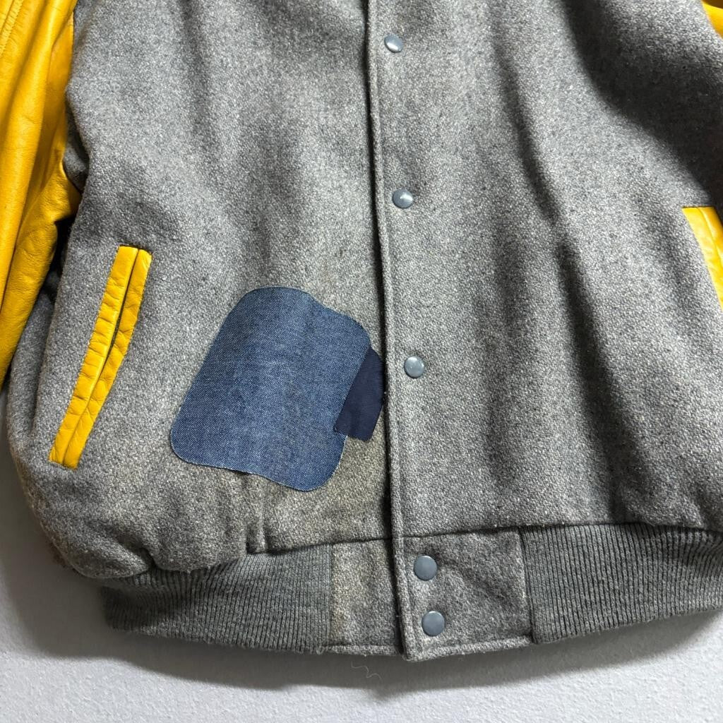 Vintage Starwears Jackie Thomas Show Varsity Jacket Mens XL Gray Wool Yellow