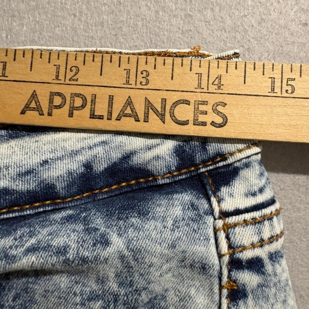 The Style Between Us Moto Jeans Mens 9 Acid Wash Blue Denim Biker Ribbed Stretch