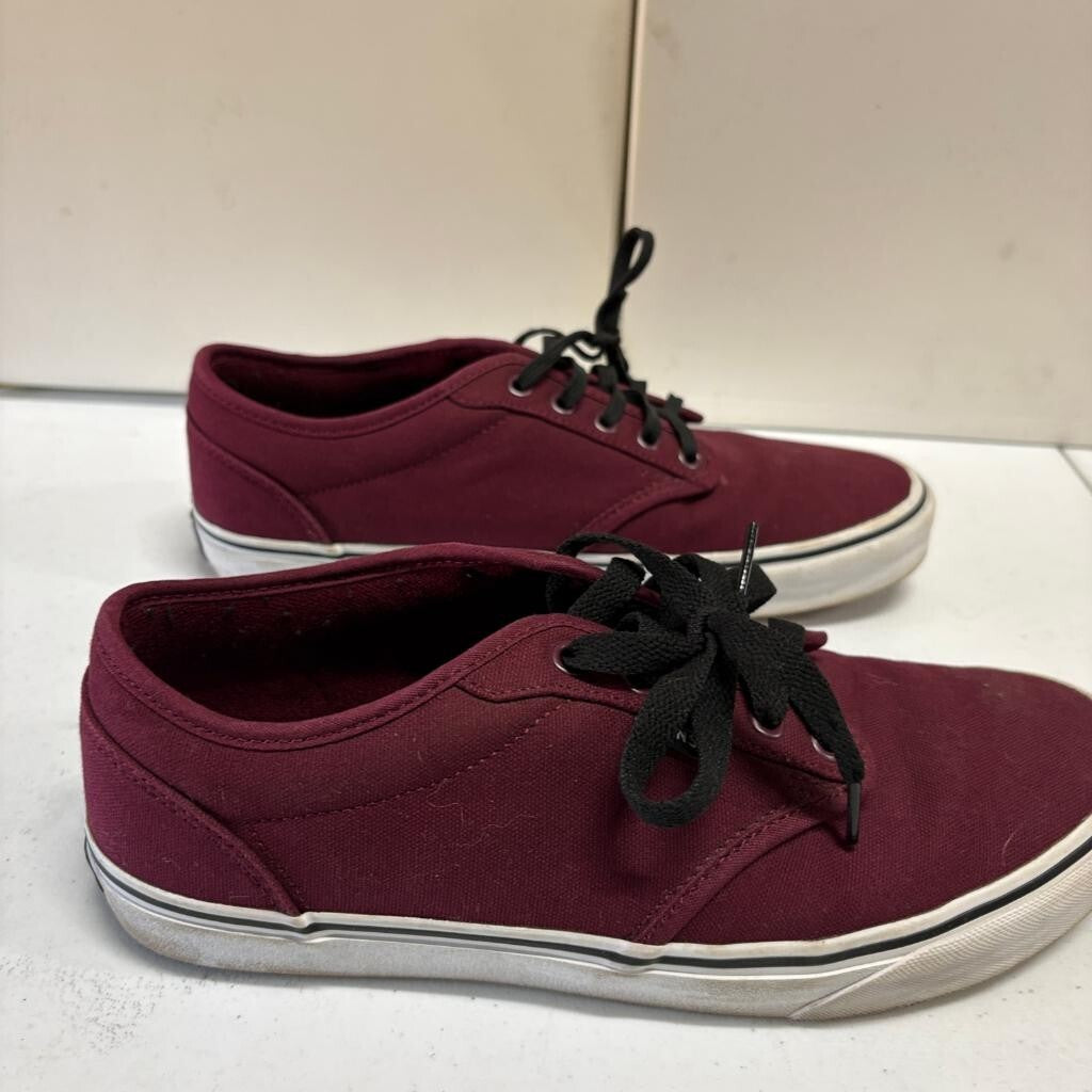 Vans Atwood Burgundy Maroon Canvas Mens Size 10 Low Top Skate Shoes Black Laces