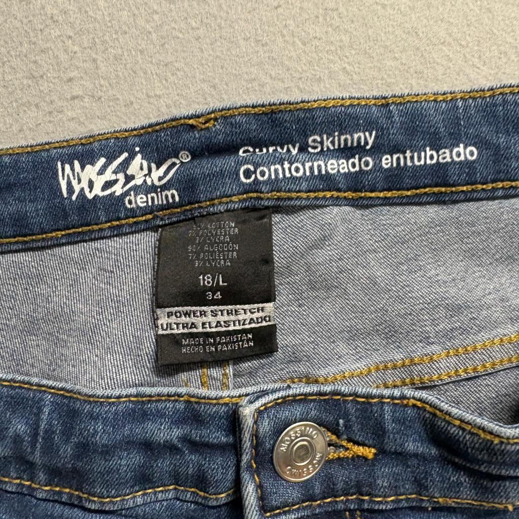 Mossimo Denim Curvy Skinny Jeans Womens 18L Blue Power Stretch High Rise 34