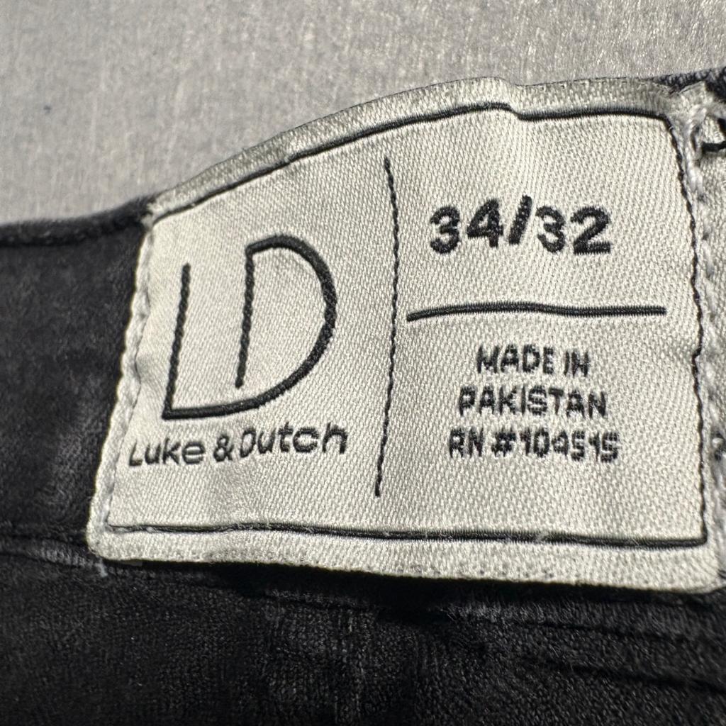 Luke and Dutch Jeans Mens 34x32 Gray Denim Slim Straight Stretch Pants