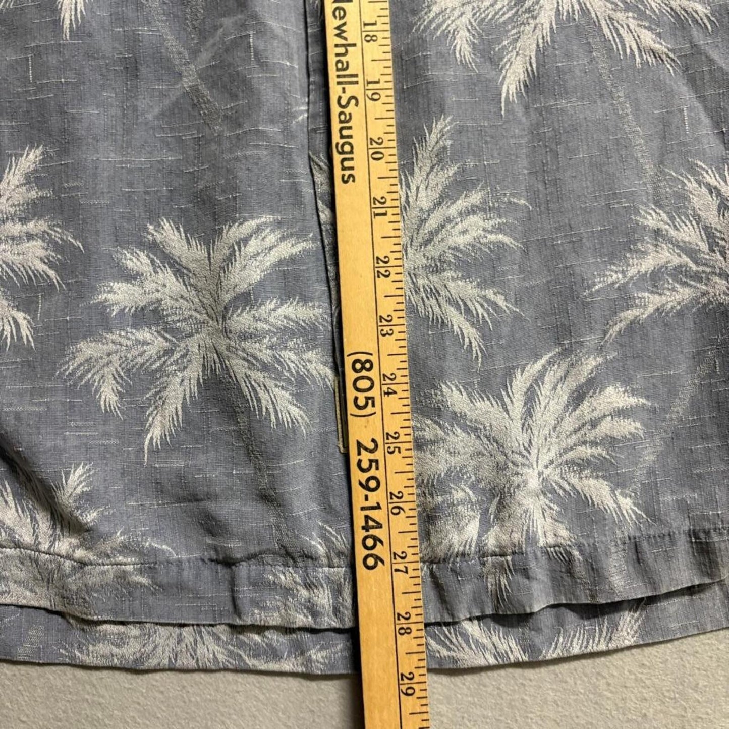 Jamaica Jaxx Mens Medium Blue 100% Silk Palm Tree Hawaiian Camp Shirt