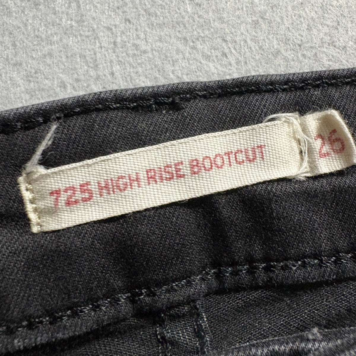 Levi's 725 High Rise Bootcut Jeans Womens W26 L30 Black Stretch Denim Pants
