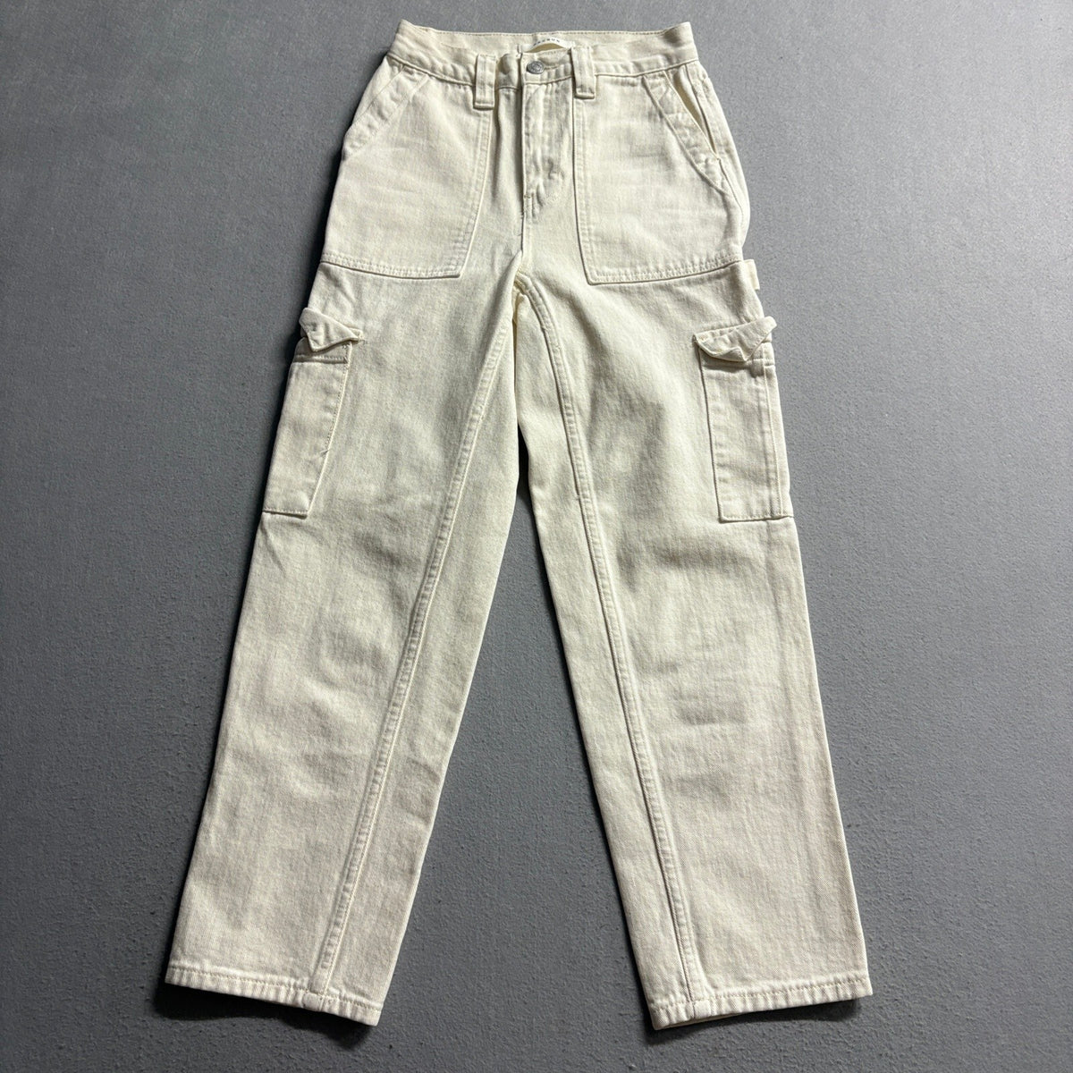 PacSun Womens Cargo Utility Pants Size 23 Cream Off White Denim Straight Leg